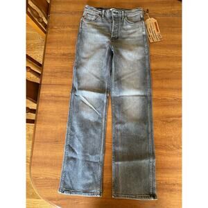 ReDone Jeans 90s High Rise Loose Sz 26 Button Fly in Silver Fade